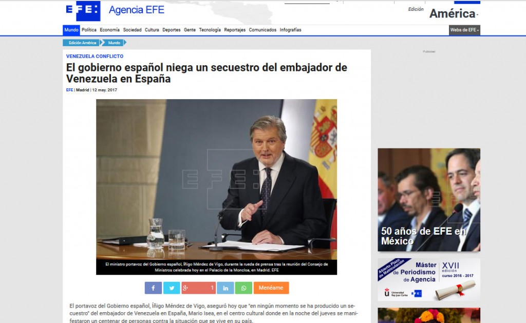 España desmiente a Mario Isea